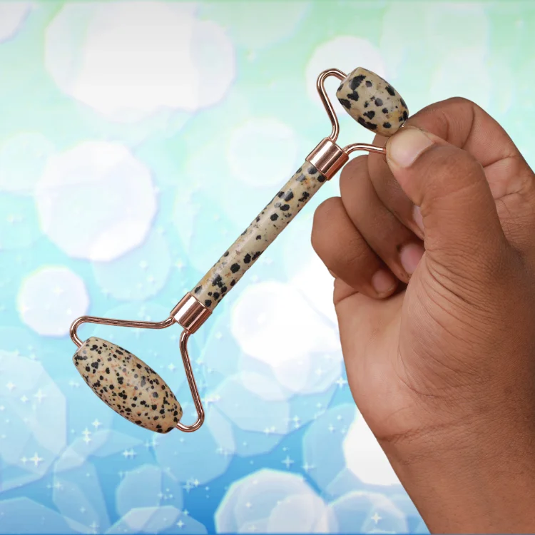 Natural Stone Dalmatian Jasper Face Massage Roller Stone